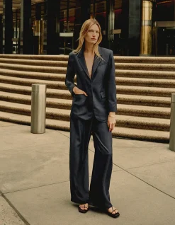 Oversized Cinch Waist Blazer in Silk Twill