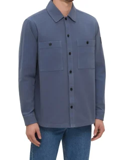 Oversized-fit overshirt in cotton piqué