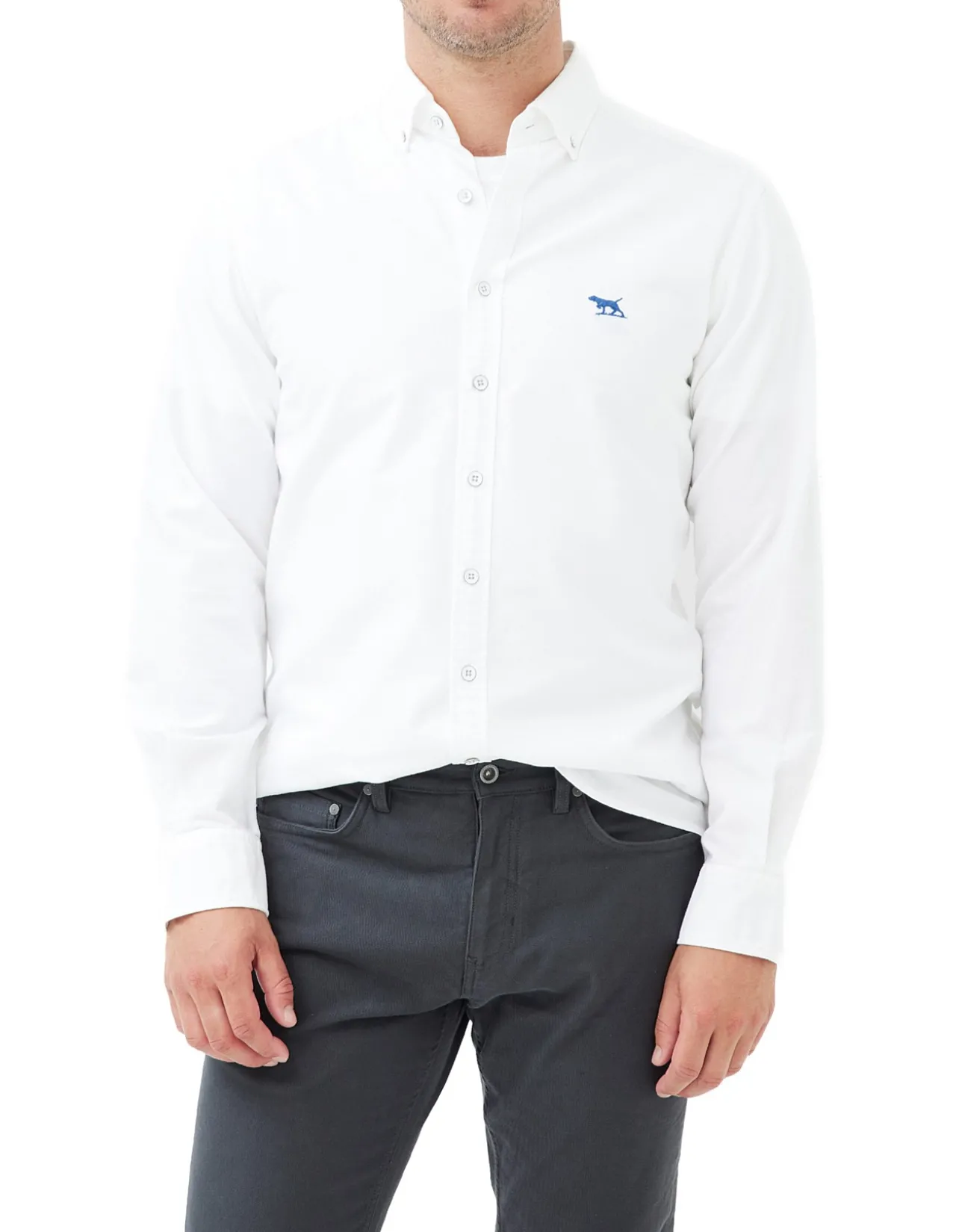 Oxford Long Sleeve Sports Fit Shirt - Blanc