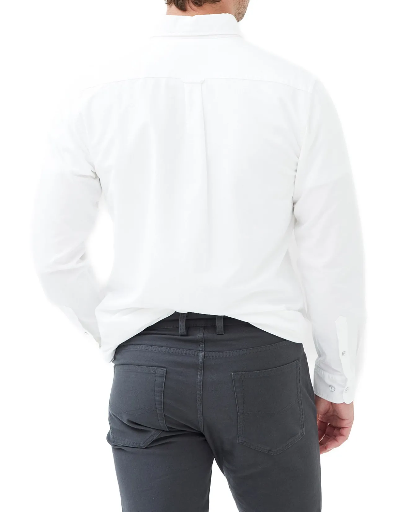 Oxford Long Sleeve Sports Fit Shirt - Blanc