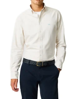 Oxford Lakeside Stripe Sports Fit Shirt - Natural