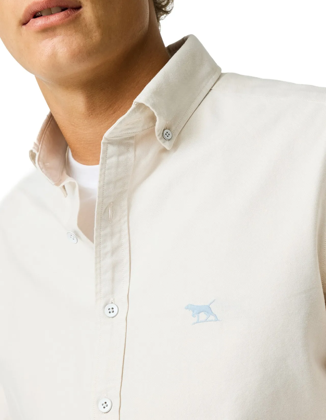 Oxford Lakeside Stripe Sports Fit Shirt - Natural
