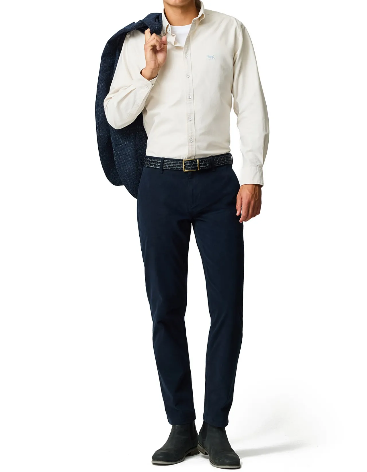 Oxford Lakeside Stripe Sports Fit Shirt - Natural