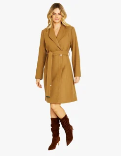 Oxford Wool Blend Belted Knee Length Coat