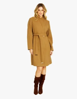 Oxford Wool Blend Belted Knee Length Coat