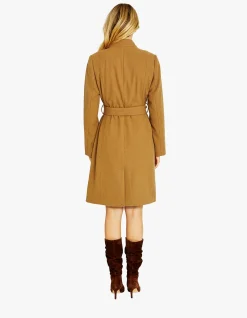 Oxford Wool Blend Belted Knee Length Coat