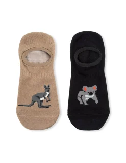 2 PACK AUSSIE ANIMALS BAMBOO INVISIBLE SOCKS