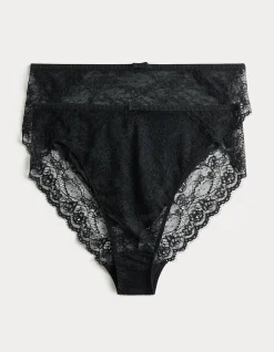 2 Pack Ida Lace High Waisted High Leg Knickers