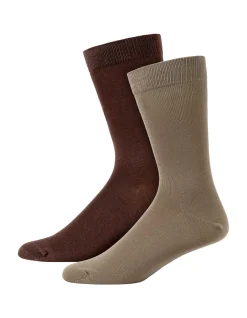 2 PACK MERCERISED COTTON DRESS CREW SOCKS