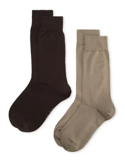 2 PACK MERCERISED COTTON DRESS CREW SOCKS