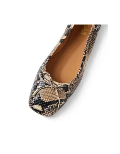Palma Snake Print Bow Detail Ballet Flats
