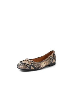 Palma Snake Print Bow Detail Ballet Flats