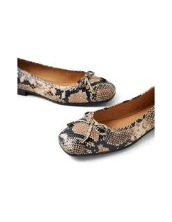 Palma Snake Print Bow Detail Ballet Flats