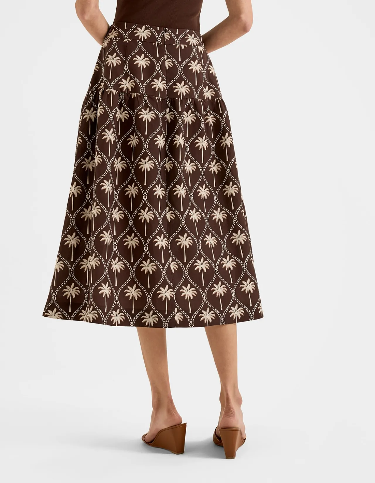PALMS LINEN MIDI SKIRT