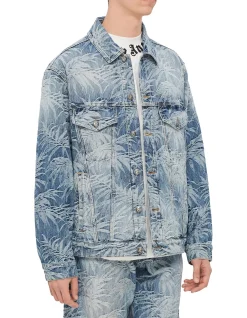 Palms Wash Denim Jacket with Jacquard Graphics