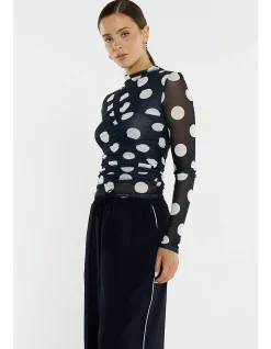 PAMMIE SEAMED MESH TOP