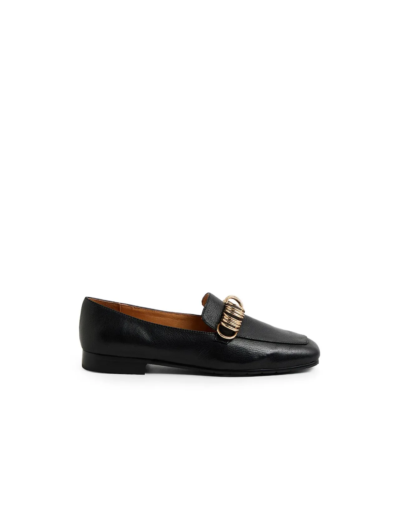 Paray Gold Ring Detail Leather Loafers