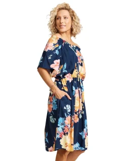 Parisio Off Shoulder Floral Midi Dress