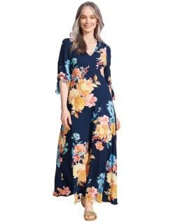 Parisio Floral Tie Sleeve Maxi Dress