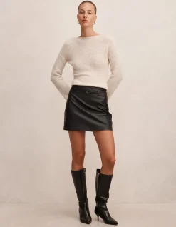 PAULA BELTED VEGAN LEATHER MINI SKIRT
