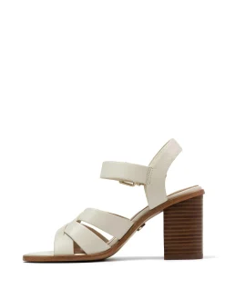 PENNI Vintage Ivory Leather Block Heel