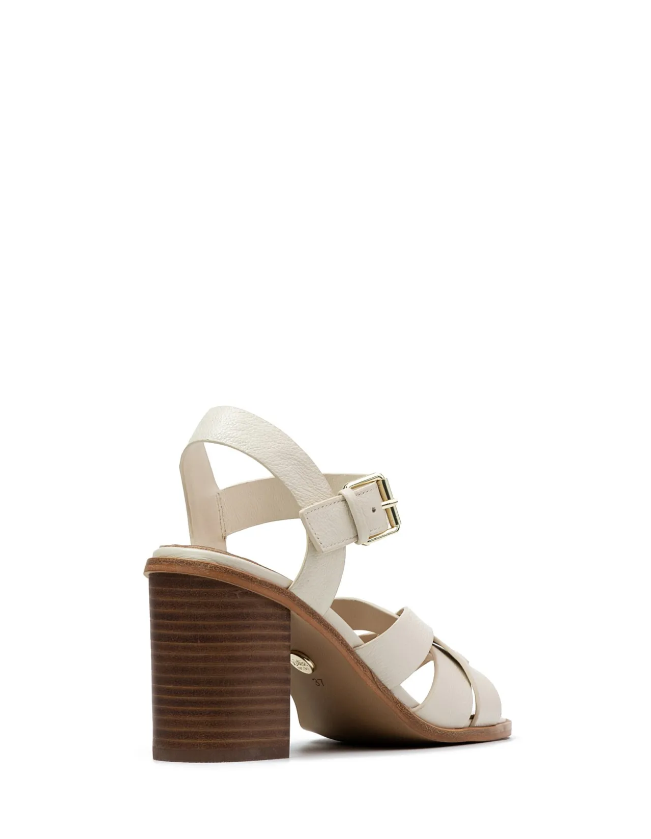 PENNI Vintage Ivory Leather Block Heel