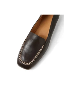 Peridot Woven Trim Leather Loafers