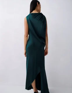 PETROL SILK SATIN ROMA GOWN