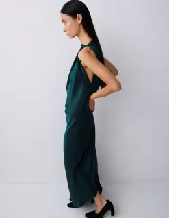 PETROL SILK SATIN ROMA GOWN