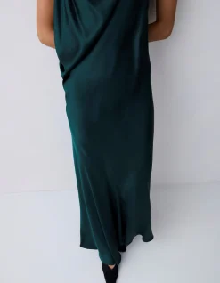 PETROL SILK SATIN ROMA GOWN