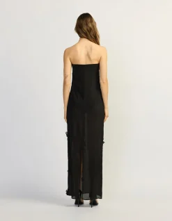 Phoebe Strapless Floral Applique Maxi Dress
