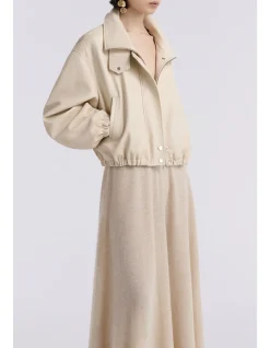 Pia Relaxed Lambskin Leather Bomber Jacket