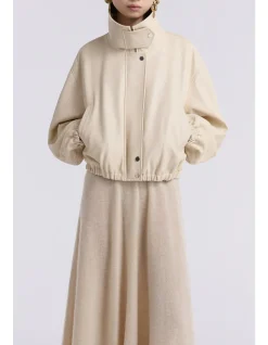 Pia Relaxed Lambskin Leather Bomber Jacket