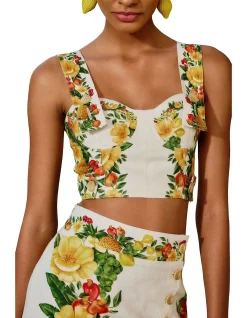 PICNIC FLOWERS CROPPED CAMISOLE TOP
