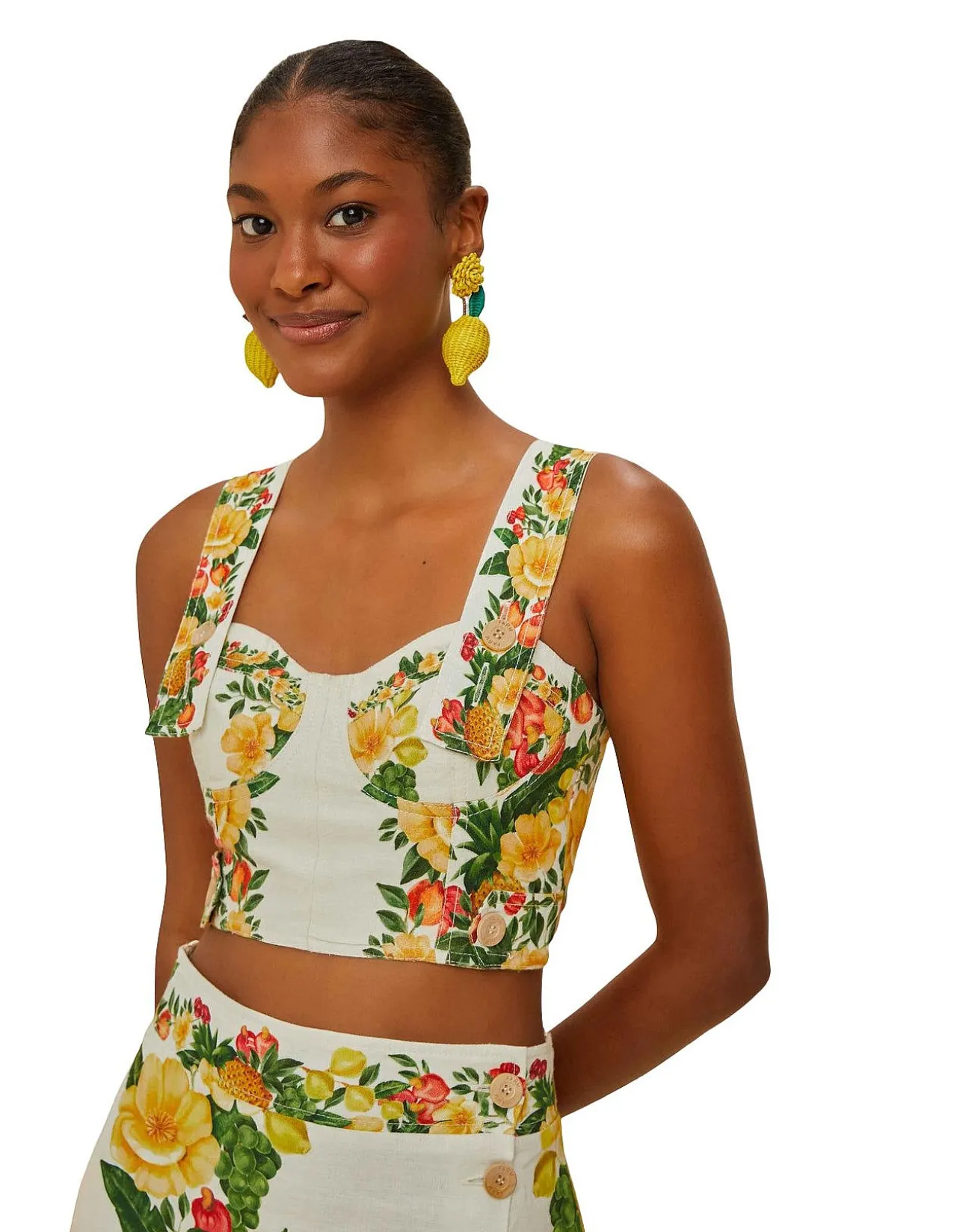 PICNIC FLOWERS CROPPED CAMISOLE TOP