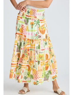 Pier Tropical Fiesta Shirred Tiered Skirt Dress