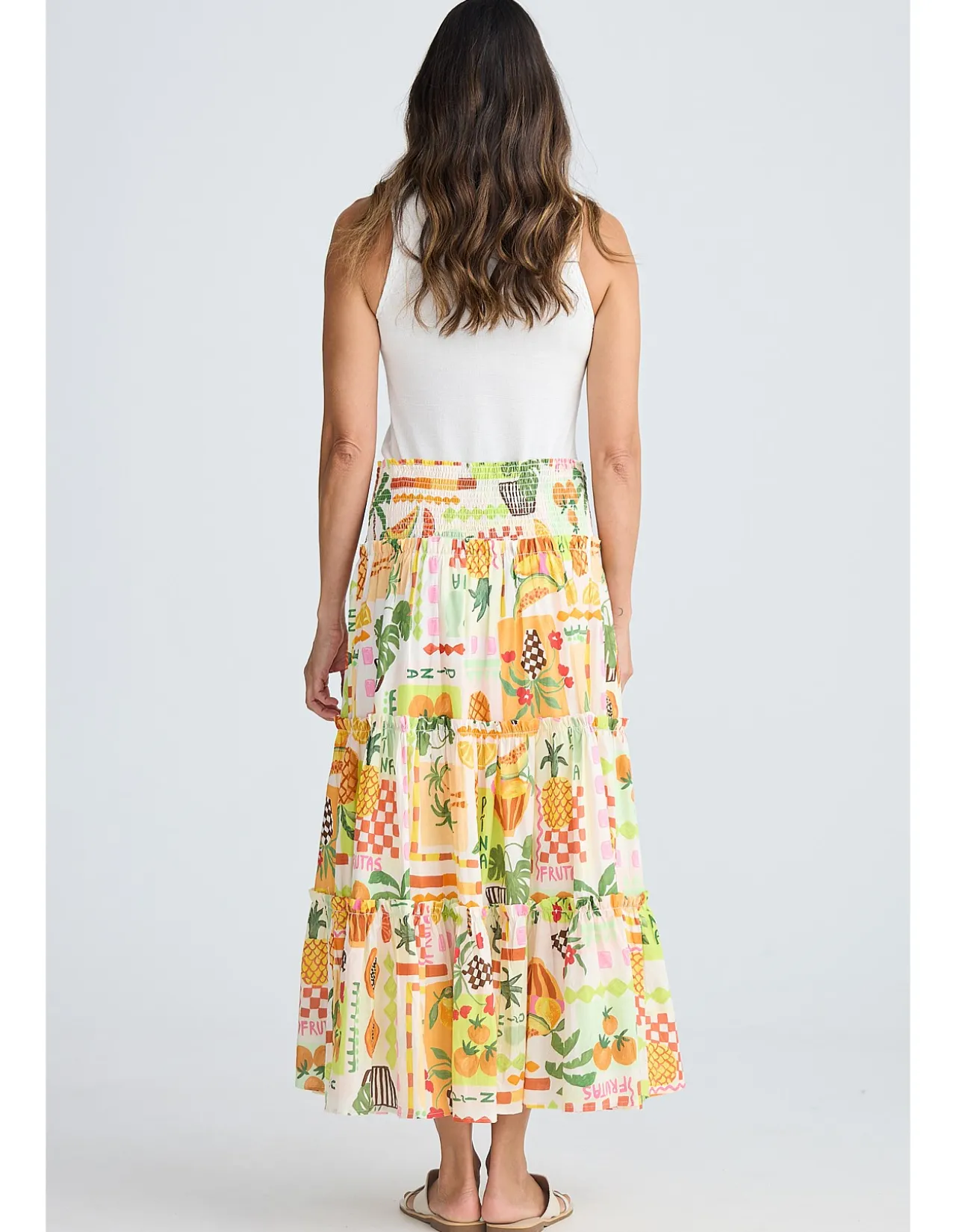 Pier Tropical Fiesta Shirred Tiered Skirt Dress