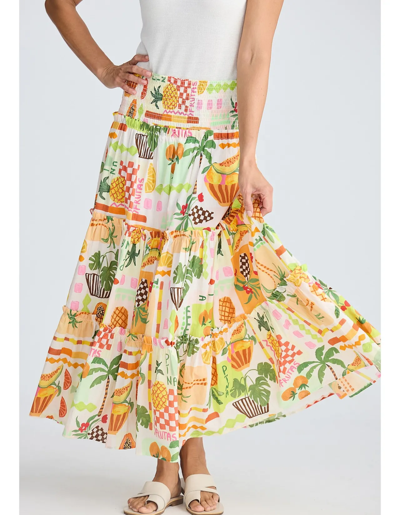 Pier Tropical Fiesta Shirred Tiered Skirt Dress
