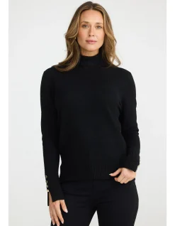 Pilot Knit Gold Button Roll Neck Sweater