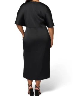 PINK DUSK-ACT UP SATIN MIDI DRESS