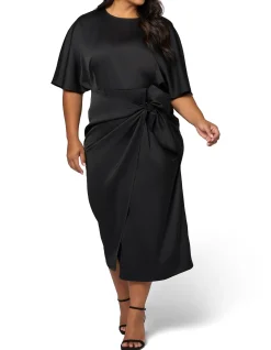 PINK DUSK-ACT UP SATIN MIDI DRESS
