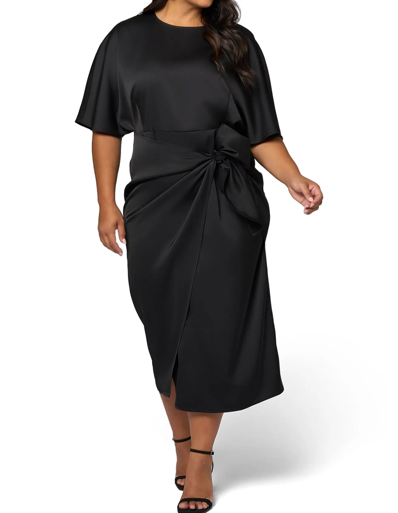 PINK DUSK-ACT UP SATIN MIDI DRESS