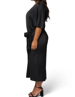 PINK DUSK-ACT UP SATIN MIDI DRESS