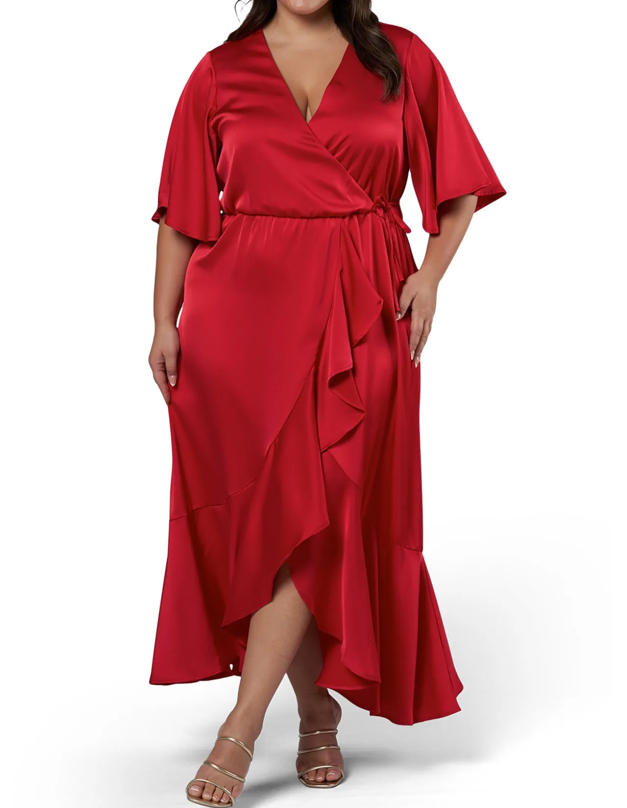 PINK DUSK - SMOULDERING WRAP MAXI DRESS