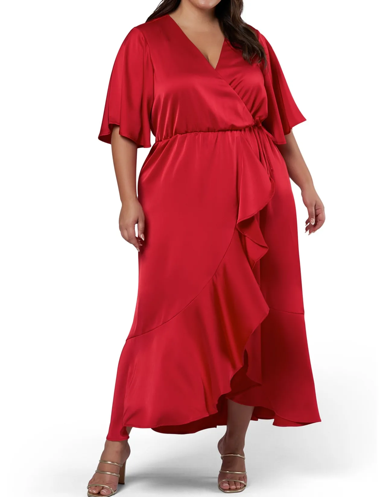 PINK DUSK - SMOULDERING WRAP MAXI DRESS