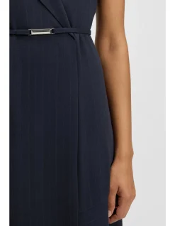 Pinstripe dress with buttoned wrap front