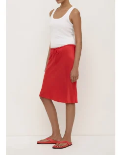 Pippa Silk Knee Length Skirt Chilli