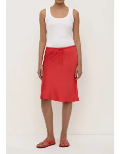 Pippa Silk Knee Length Skirt Chilli