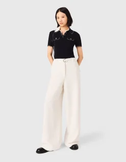 Piumasso Textured Wide Leg Belted Trousers