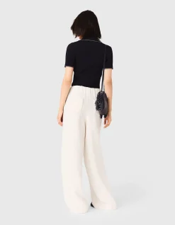 Piumasso Textured Wide Leg Belted Trousers